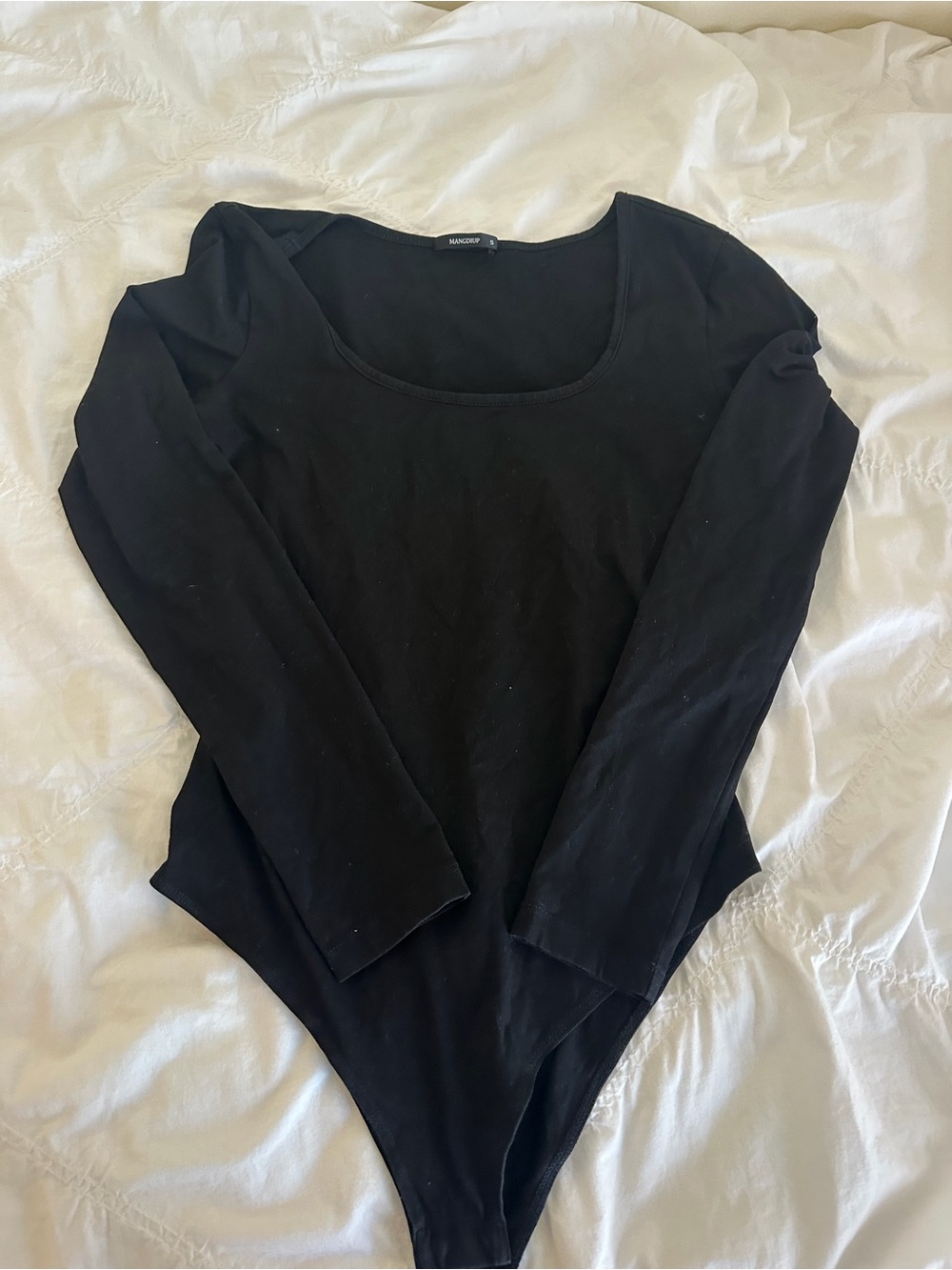 Black Long-Sleeve Scoop Neck Bodysuit by Mango
